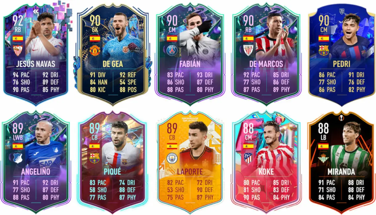 Ejemplo cartas competitivas España FIFA 23 Ultimate Team