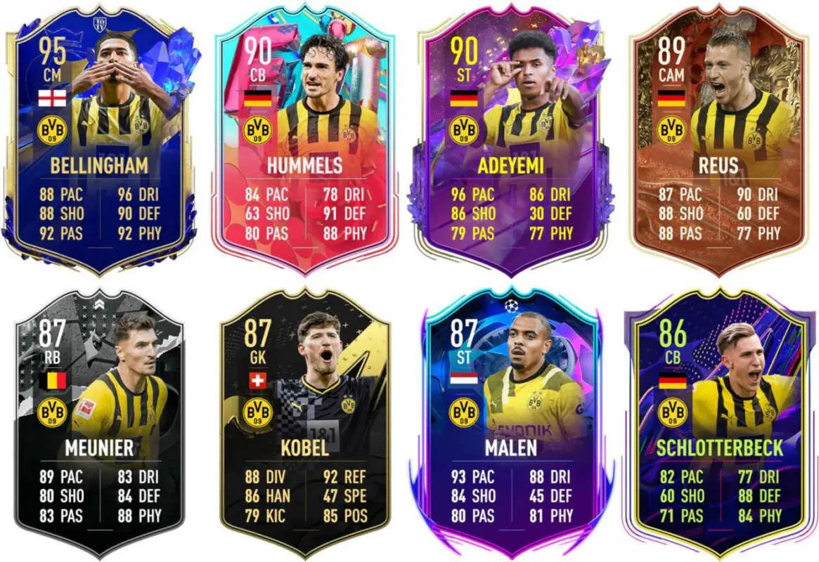 Ejemplos versiones especiales competitivas Dortmund FIFA 23 Ultimate Team