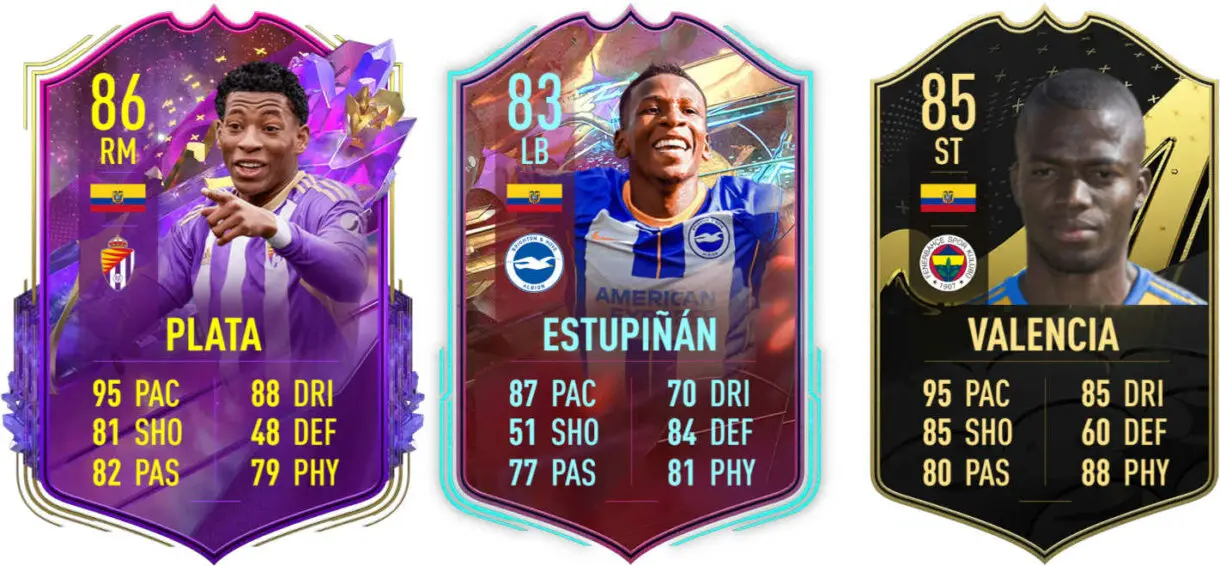 Cartas Plata Future Stars, Estupiñán Rulebreakers y Valencia SIF (Ecuador) FIFA 23 Ultimate Team
