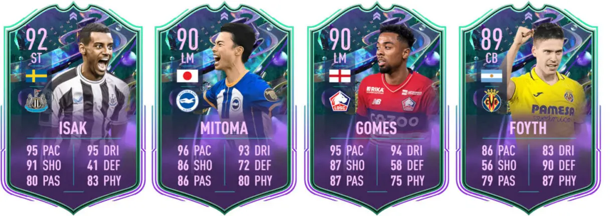 Cartas Fantasy FUT Isak, Mitoma, Gomes y Foyth FIFA 23 Ultimate Team