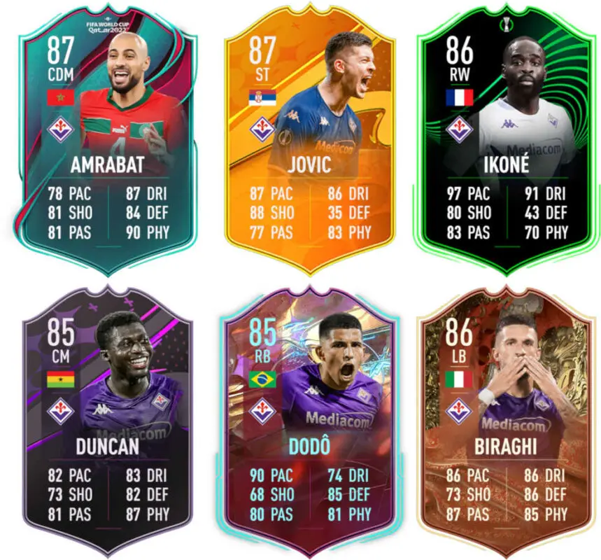 Principales versiones especiales Fiorentina FIFA 23 Ultimate Team