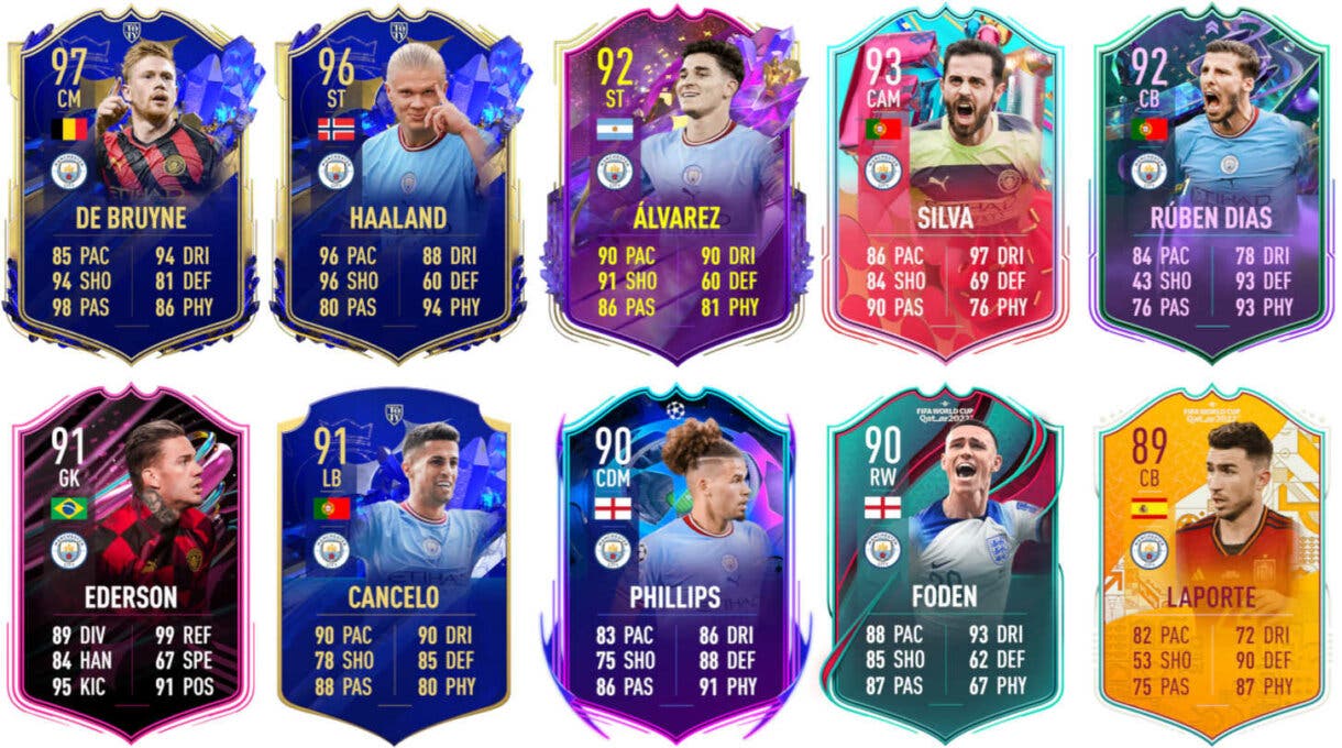 Manchester City FIFA 23 Ultimate Team Competitive Card Examples