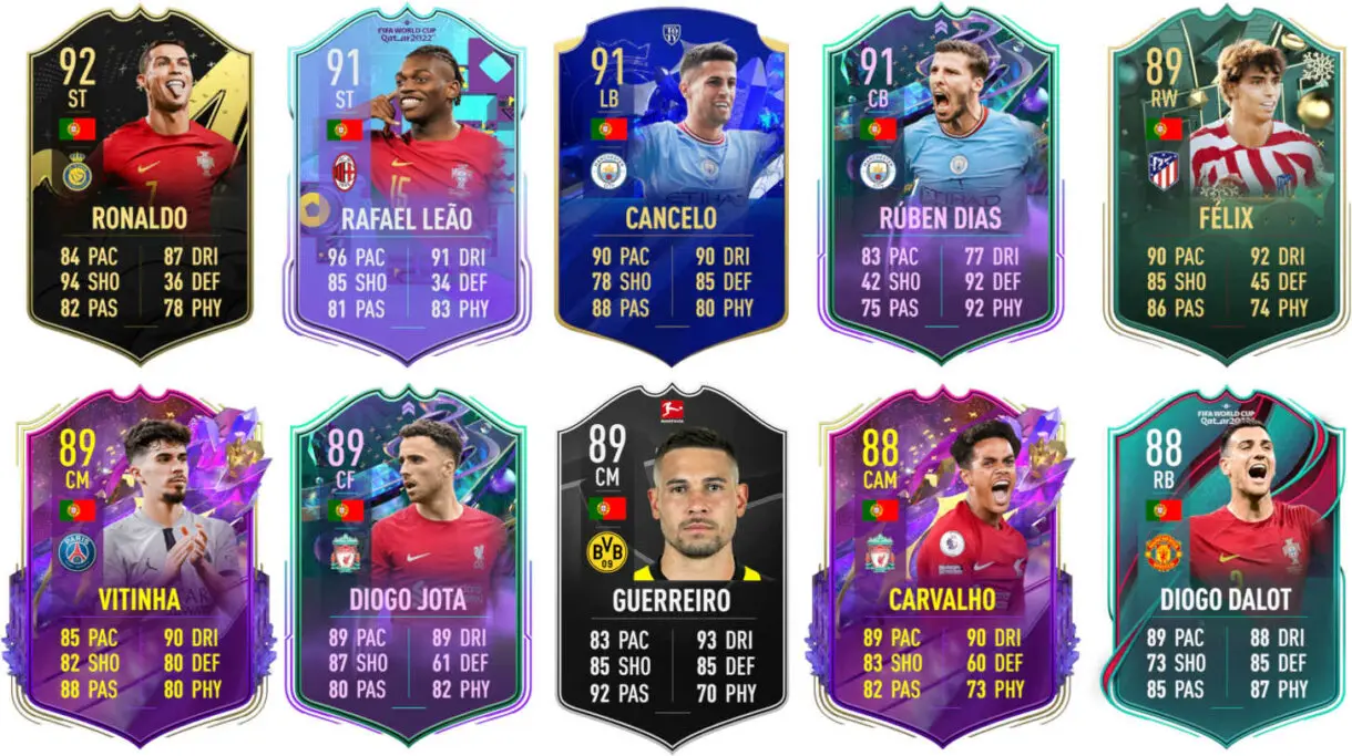 Ejemplo cartas competitivas Portugal FIFA 23 Ultimate Team