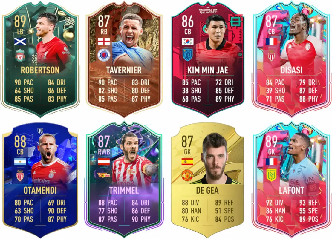 Mejores cartas FIFA 23 Ultimate Team Robertson, Tavernier, Kim Min Jae, Disasi, Otamendi, Trimmer, De Gea y Lafont