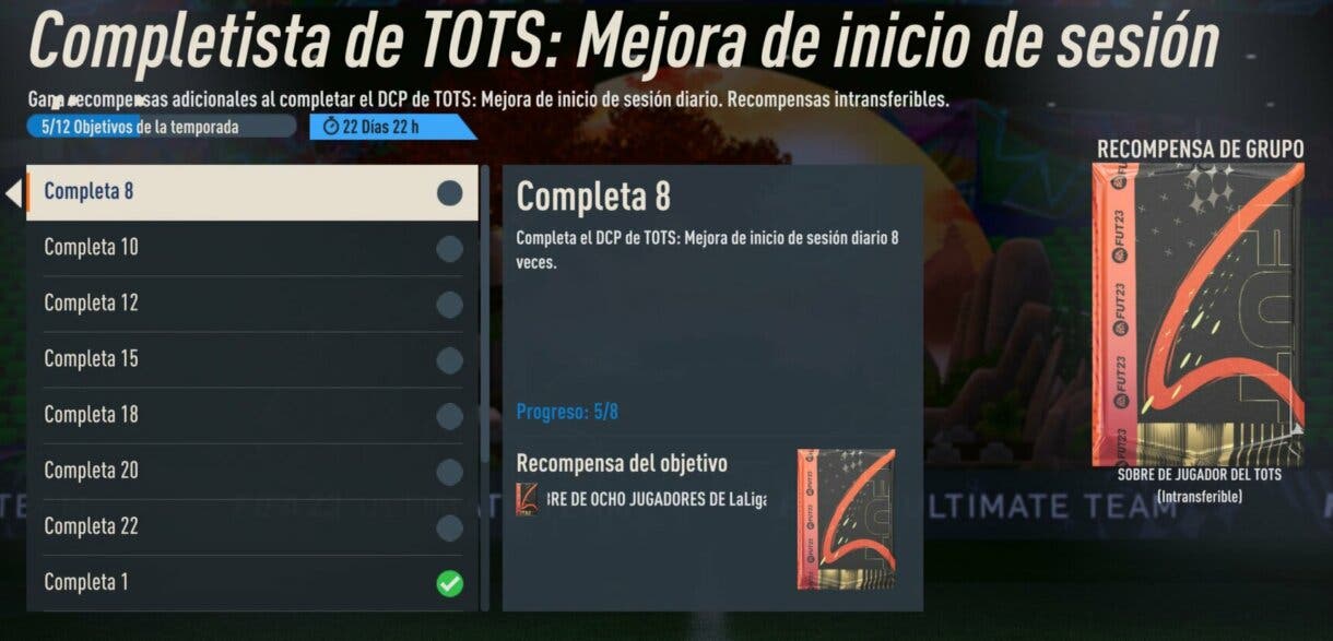 Hitos Completista de TOTS: Mejora de inicio de sesión FIFA 23 Ultimate Team