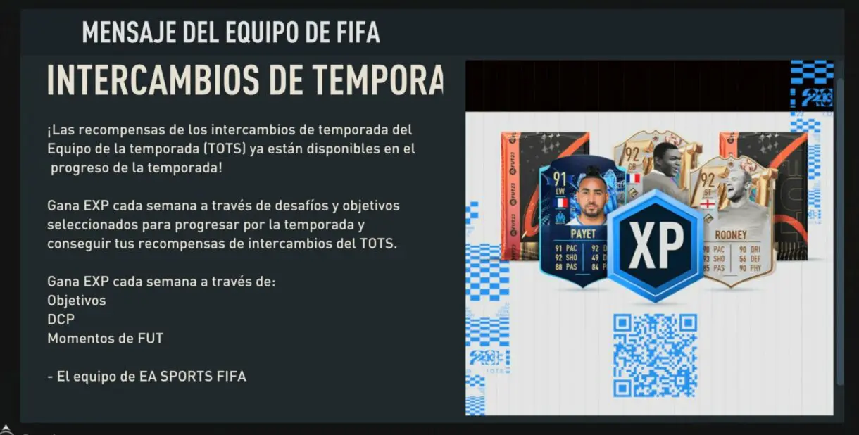 Mensaje sobre los TOTS Swaps FIFA 23 Ultimate Team