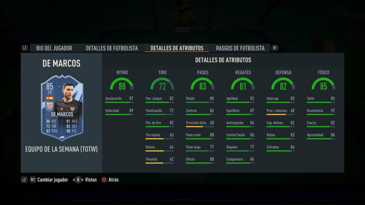 In-Game Stats De Marcos SIF FIFA 23 Ultimate Team