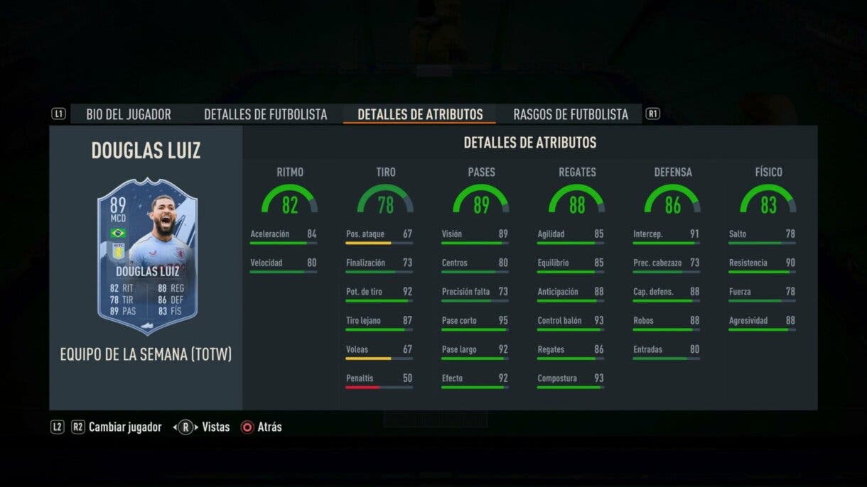 In-Game Stats Douglas Luiz TIF FIFA 23 Ultimate Team