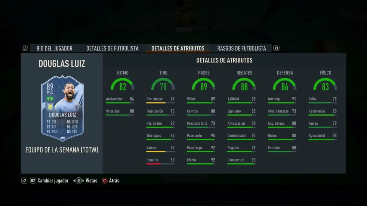 Stats in game Douglas Luiz TIF FIFA 23 Ultimate Team