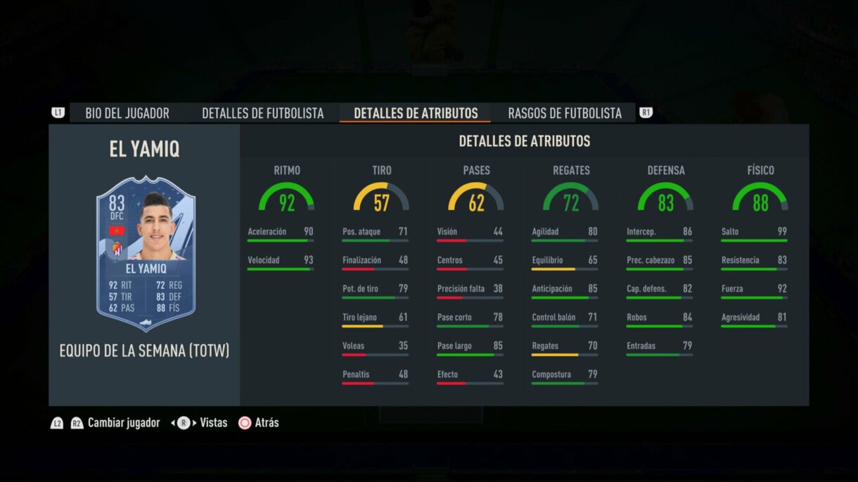 Stats in game El Yamiq IF FIFA 23 Ultimate Team