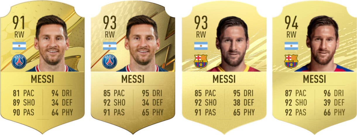 Cartas oro de Messi en Ultimate Team en FIFA 23, FIFA 22, FIFA 21 y FIFA 20