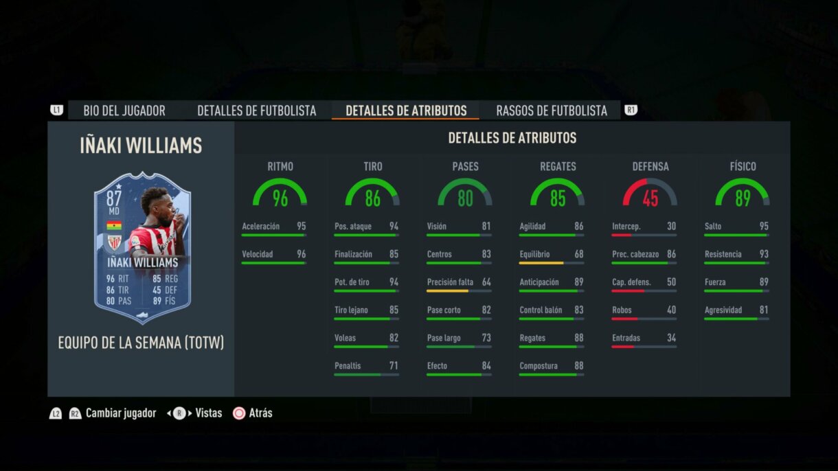 Stats in game Iñaki Williams IF FIFA 23 Ultimate Team