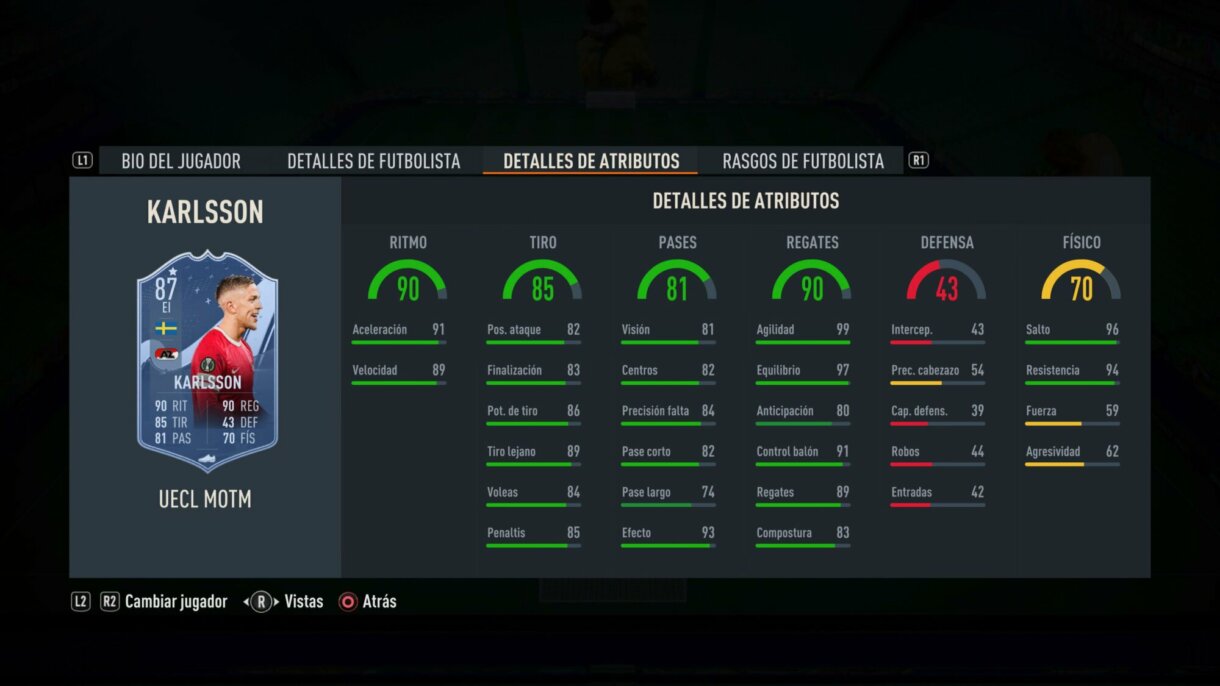 Stats in game Karlsson MOTM FIFA 23 Ultimate Team