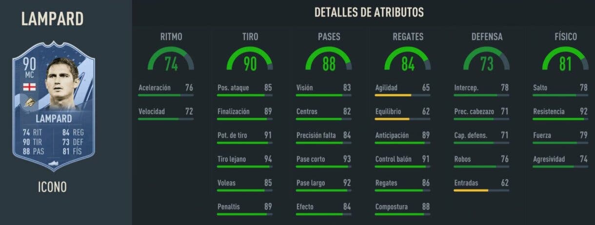 Stats in game Lampard Icono Prime FIFA 23 Ultimate Team