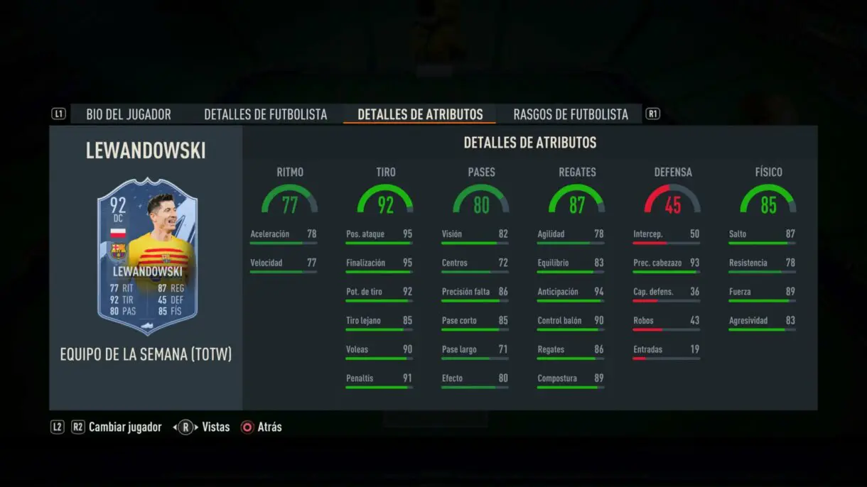Stats in game Lewandowski IF FIFA 23 Ultimate Team