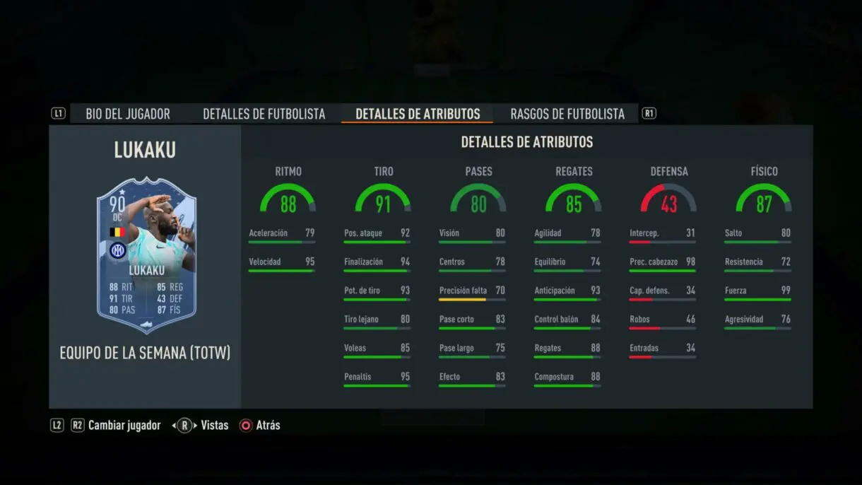 Stats in game Lukaku SIF FIFA 23 Ultimate Team