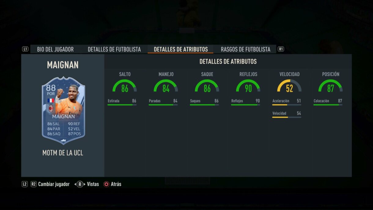 Stats in game Maignan MOTM FIFA 23 Ultimate Team