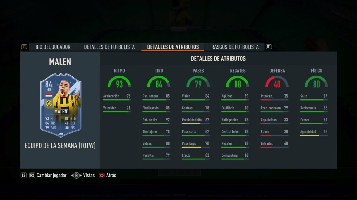 Stats in game Malen IF FIFA 23 Ultimate Team