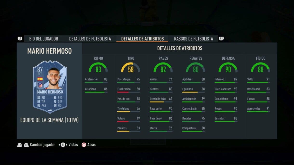 Stats in game Mario Hermoso TIF FIFA 23 Ultimate Team