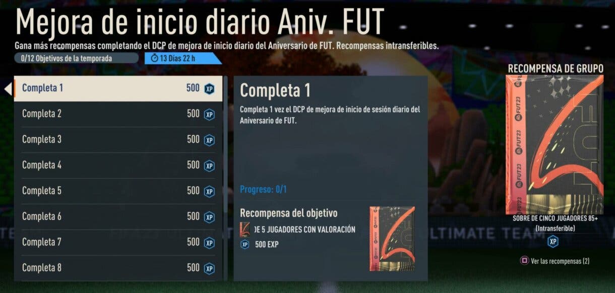 Objetivos Mejora de inicio diario Aniv. FUT FIFA 23 Ultimate Team