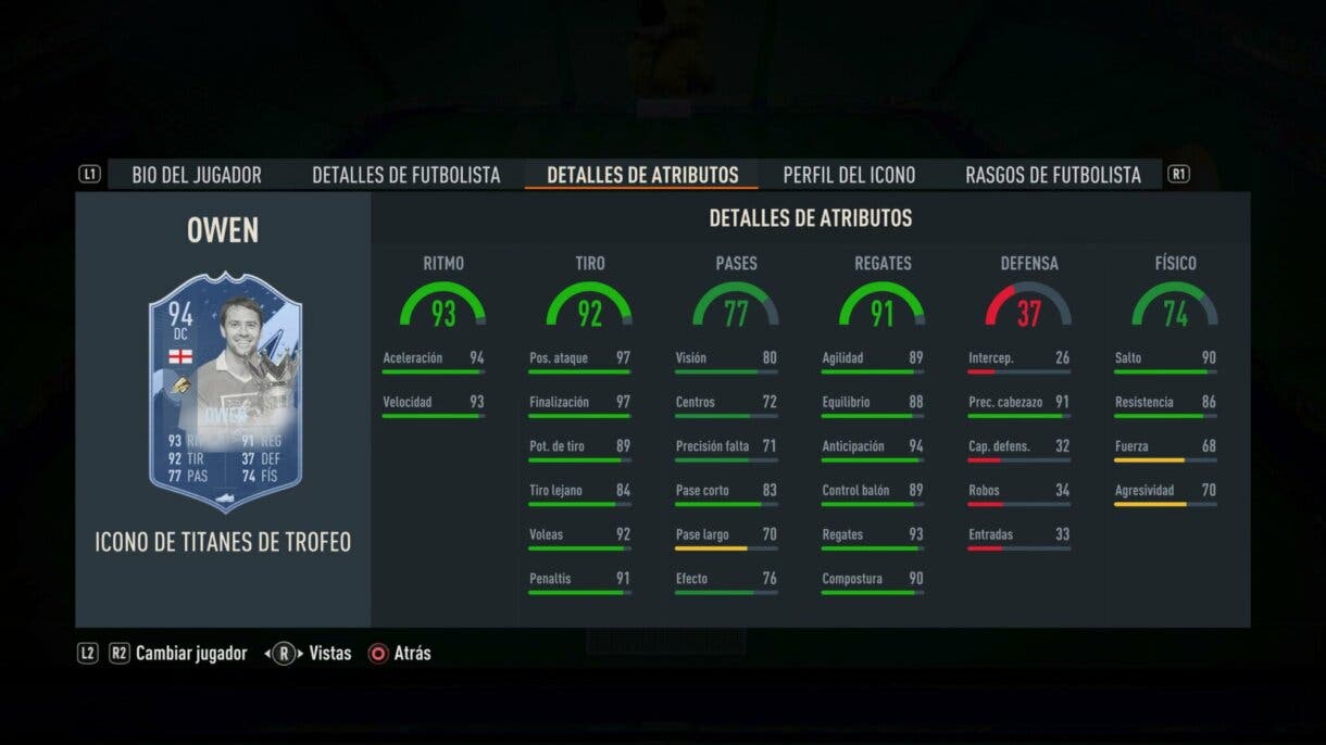Stats in game Owen Icono Trophy Titans FIFA 23 Ultimate Team