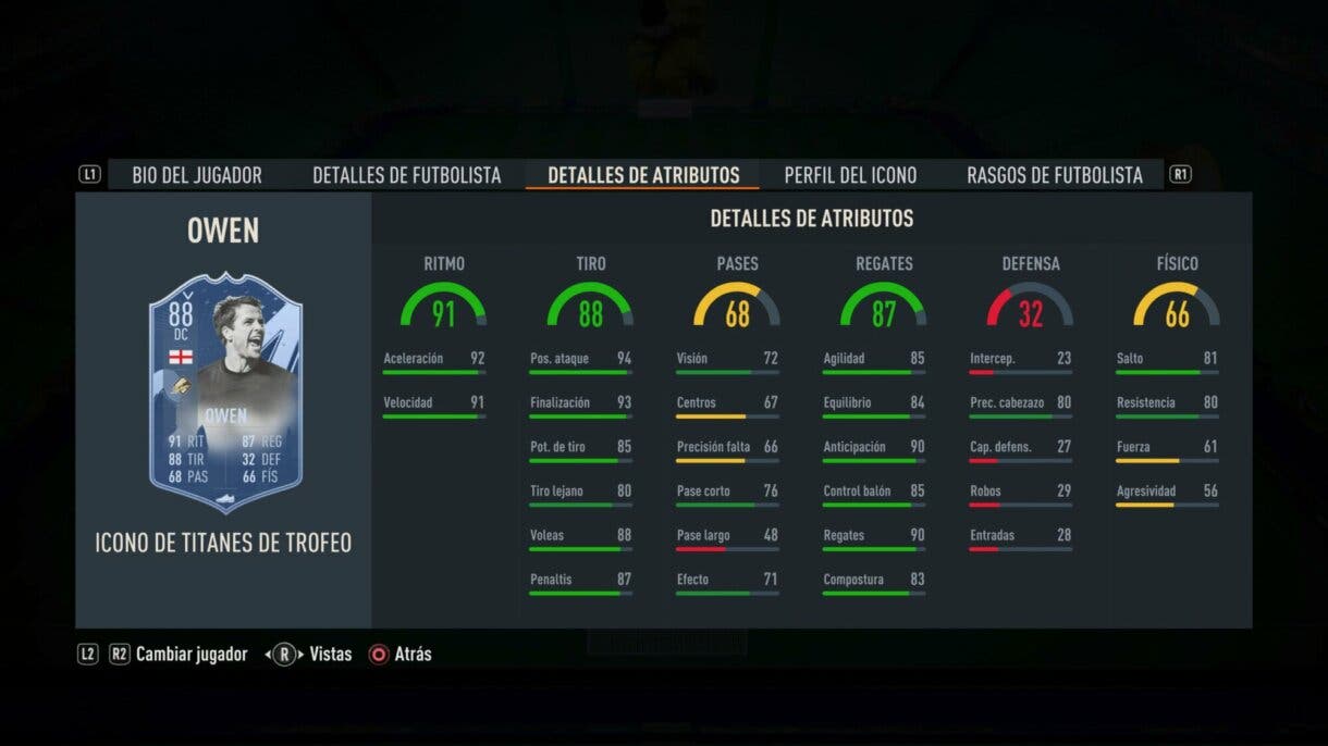 Stats in game Owen Icono Trophy Titans  junior FIFA 23 Ultimate Team