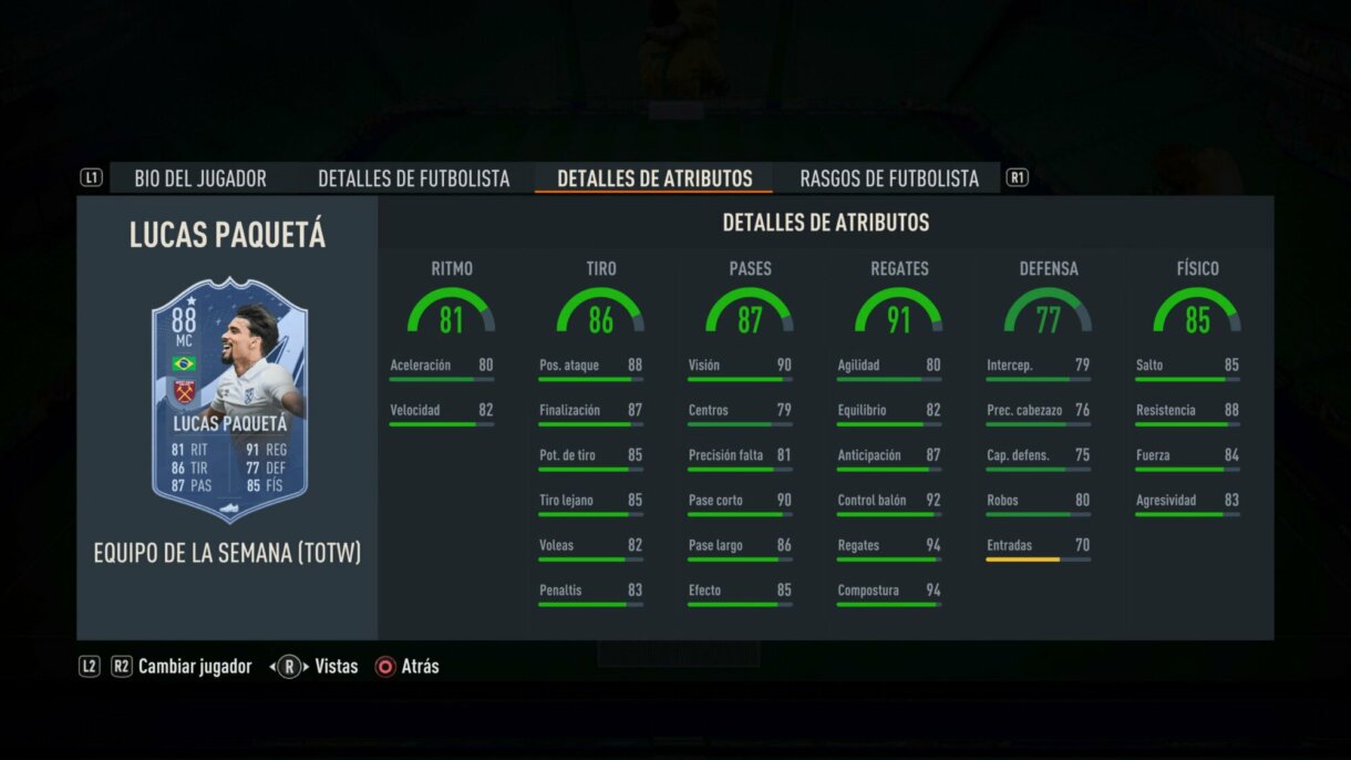 Stats in game Paquetá IF FIFA 23 Ultimate Team