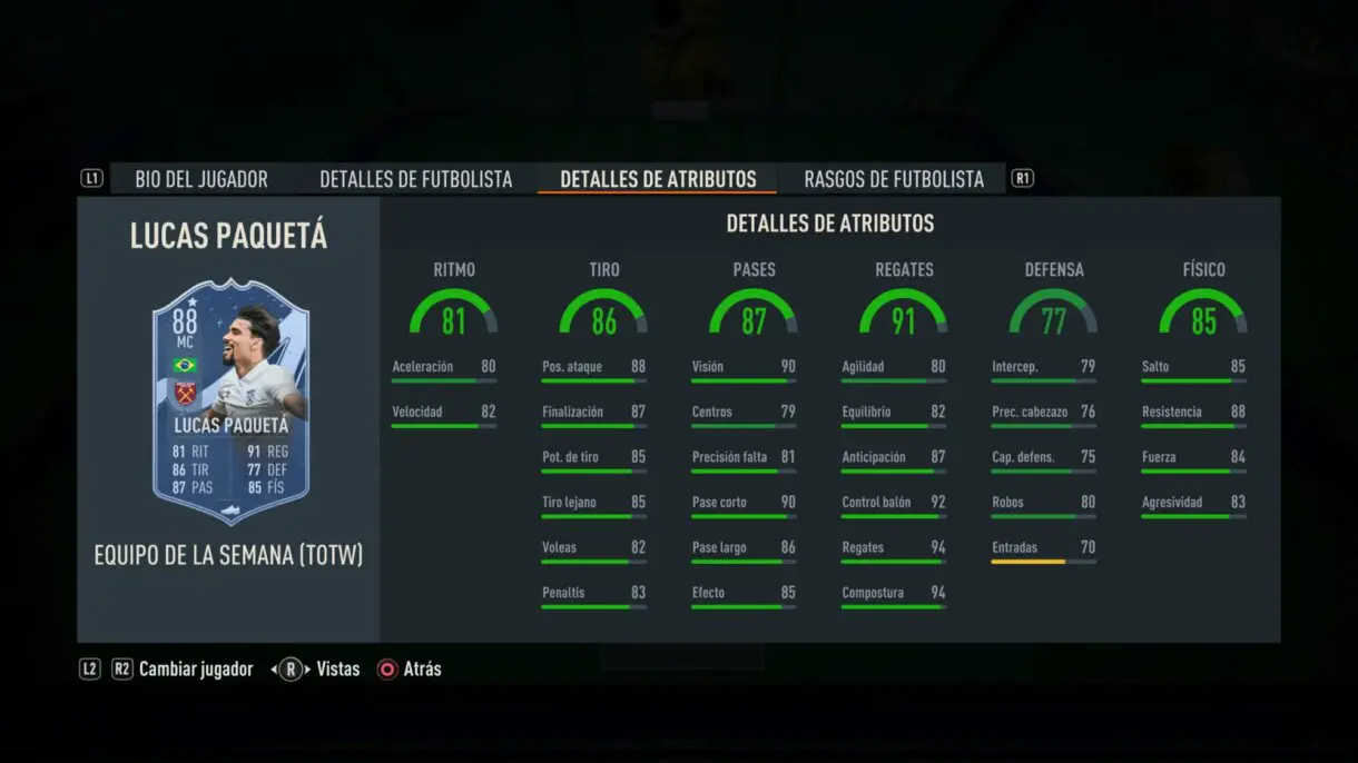 Stats in game Paquetá IF FIFA 23 Ultimate Team