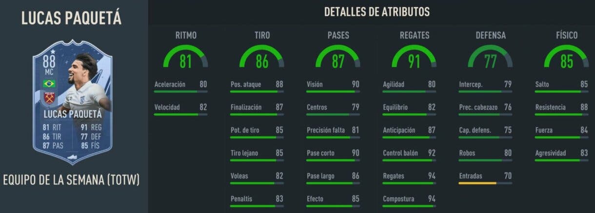 Stats in game Paquetá IF FIFA 23 Ultimate Team