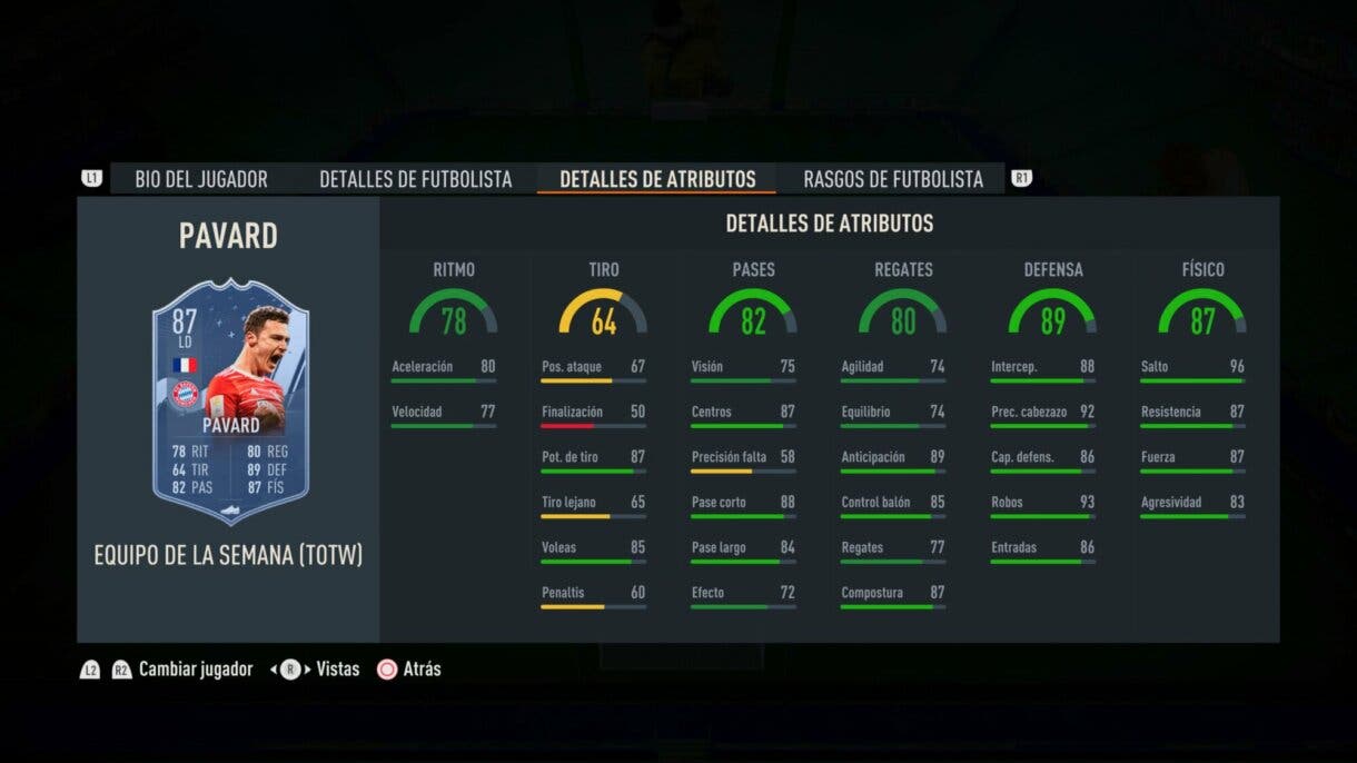 In-Game Stats Pavard IF FIFA 23 Ultimate Team