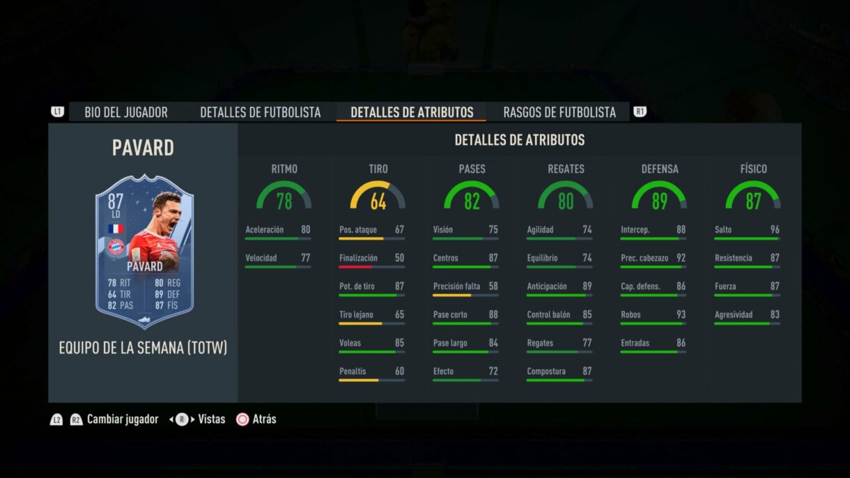 Stats in game Pavard IF FIFA 23 Ultimate Team