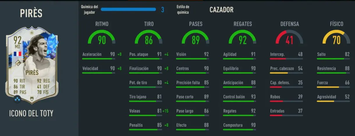 Stats in game Pirés Icono del TOTY FIFA 23 Ultimate Team