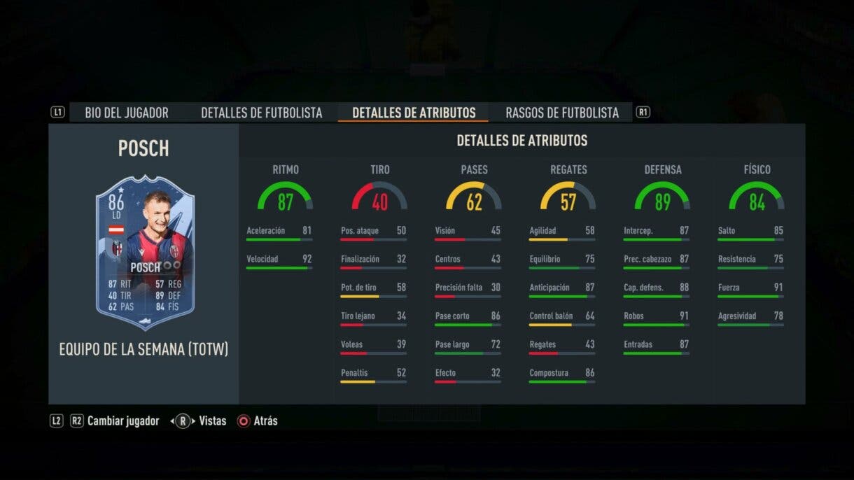 Stats in game Posch IF FIFA 23 Ultimate Team