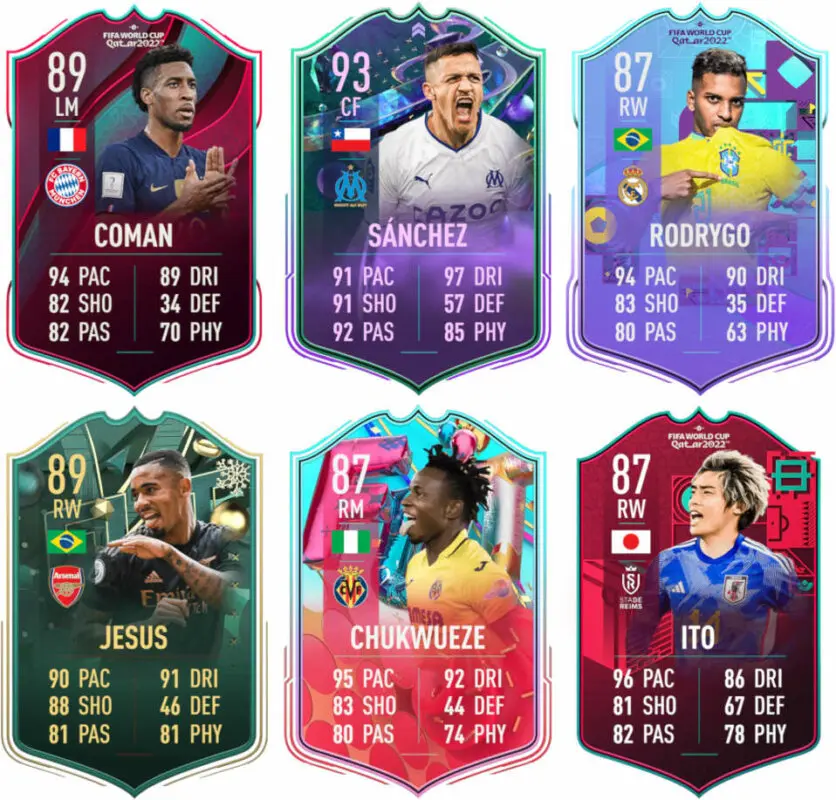 Mejores cartas FIFA 23 Ultimate Team Coman, Alexis Sánchez, Rodrygo, Gabriel Jesús, Chukwueze e Ito