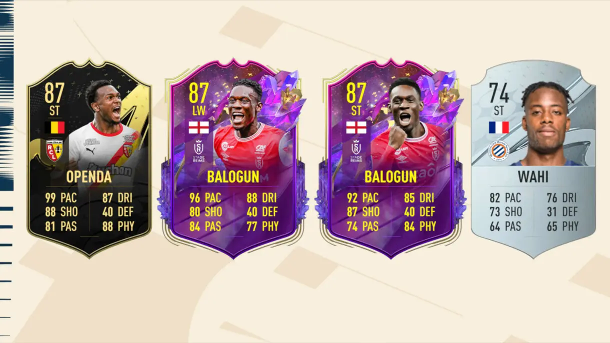 Mejores cartas en FIFA 23 Ultimate Team de los nominados al POTM Ligue 1 (marzo) (Balogun tiene dos versiones de misma media)