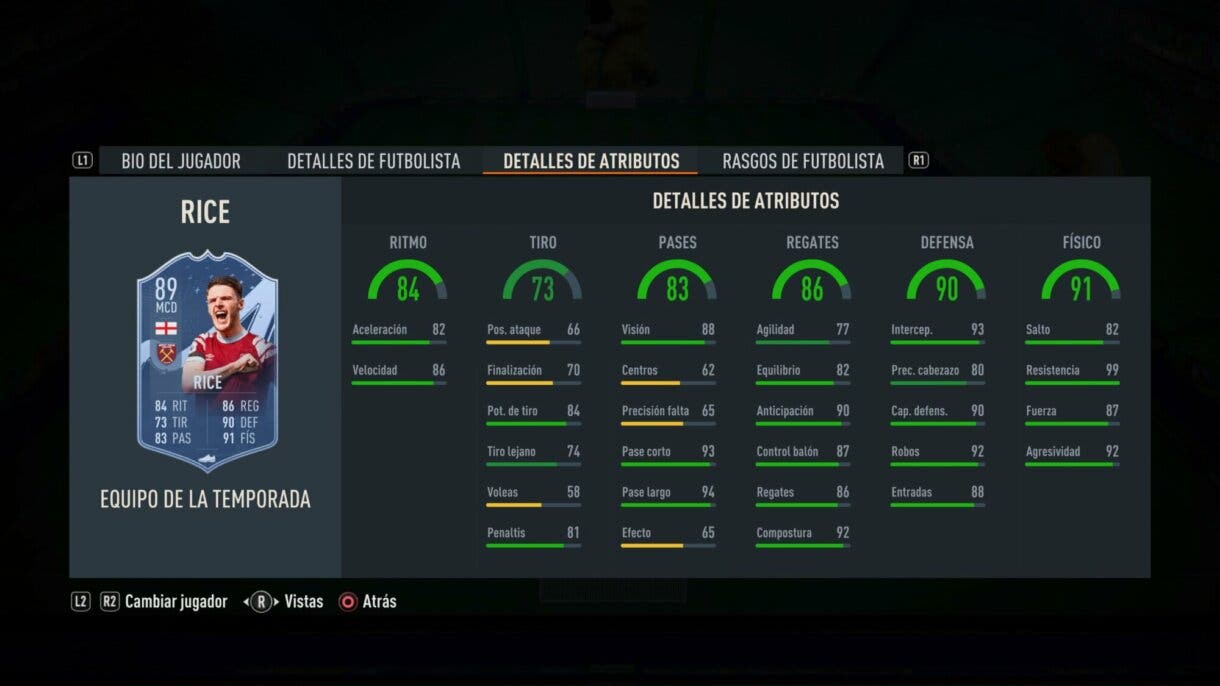 Stats in game Rice TOTS FIFA 23 Ultimate Team