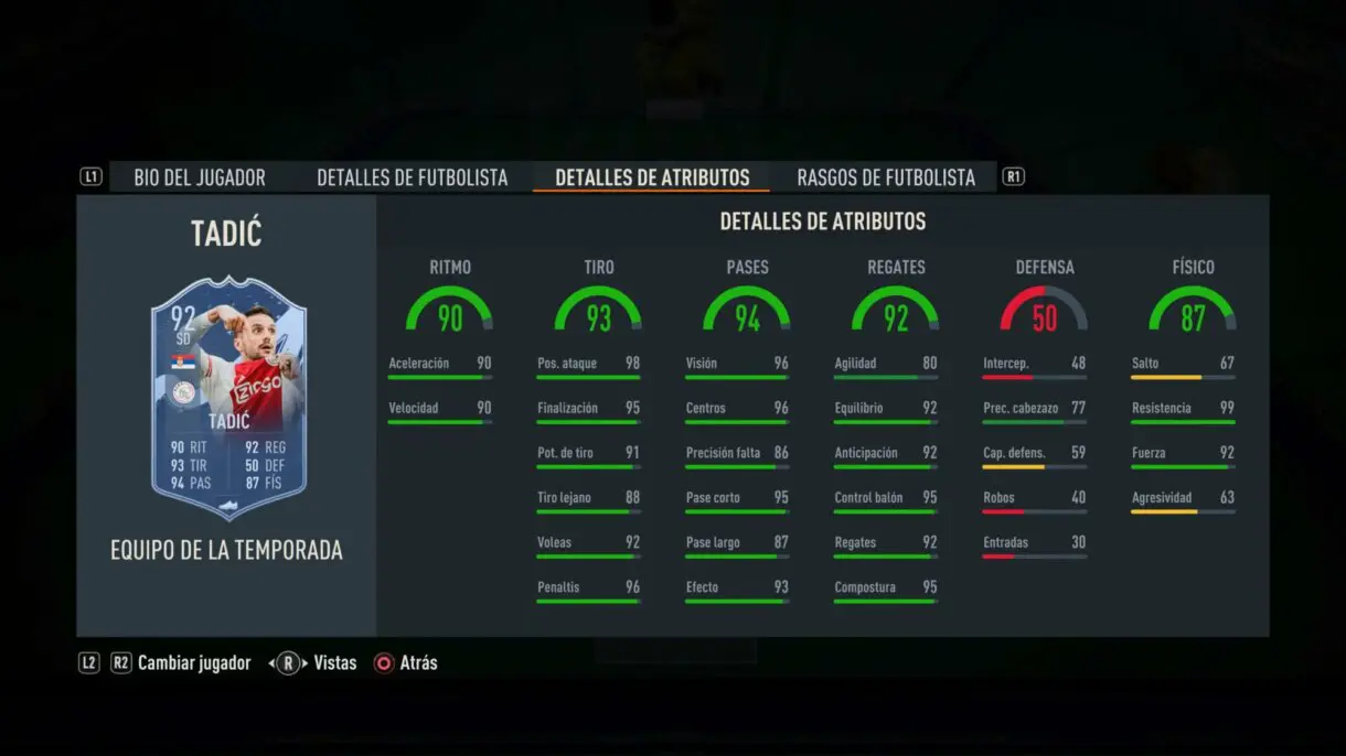 Stats in game Tadic TOTS FIFA 23 Ultimate Team