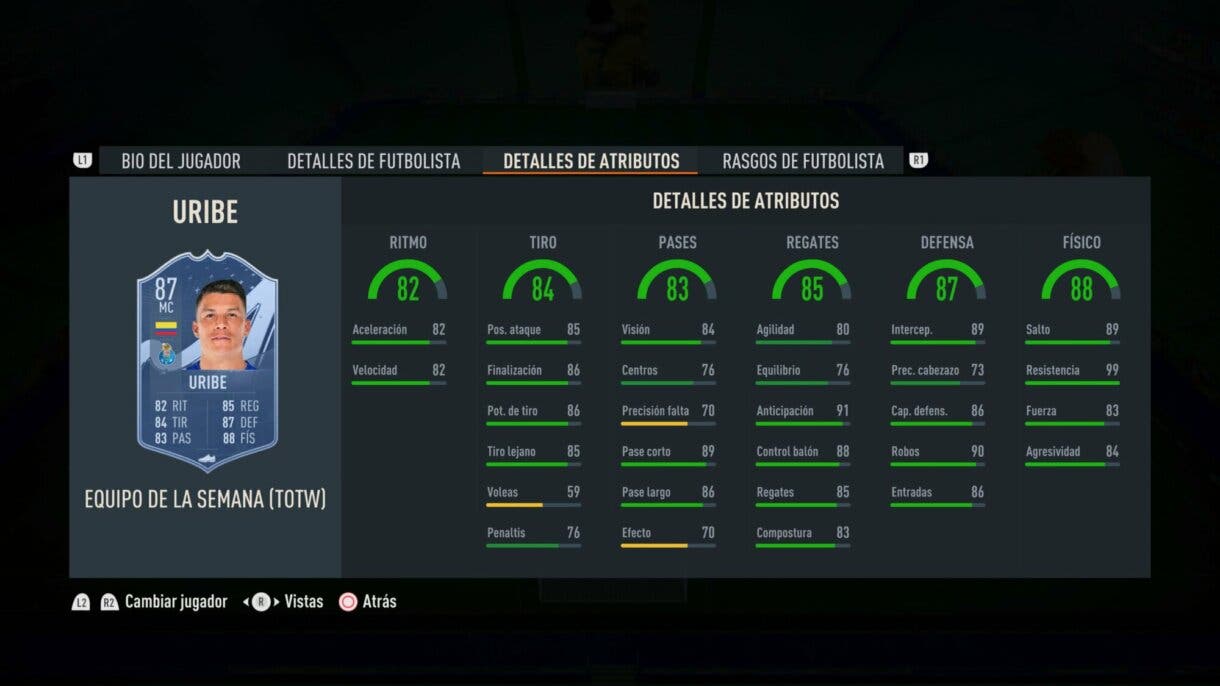 Stats in game Uribe SIF FIFA 23 Ultimate Team