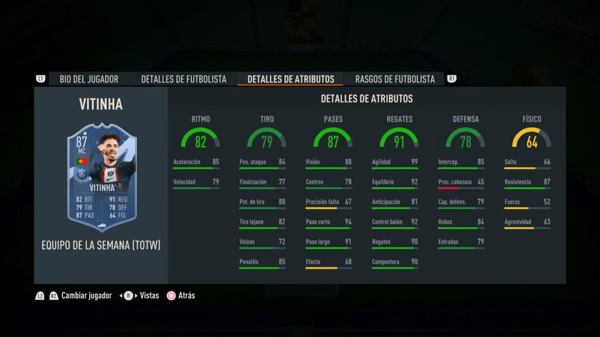 Stats in game Vitinha IF FIFA 23 Ultimate Team