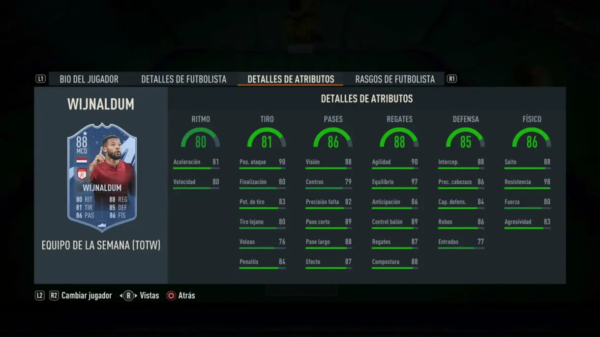 Stats in game Wijnaldum IF FIFA 23 Ultimate Team