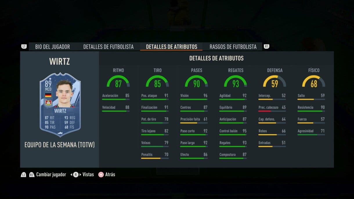 Stats in game Wirtz SIF FIFA 23 Ultimate Team