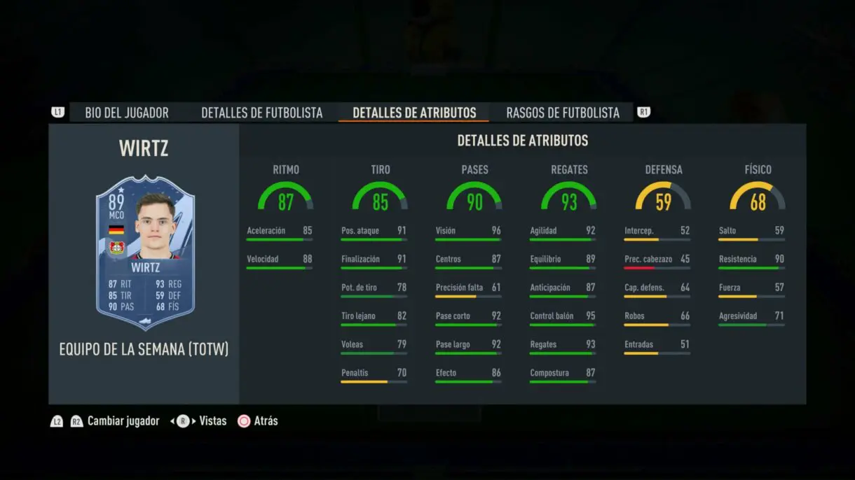 Stats in game Wirtz SIF FIFA 23 Ultimate Team