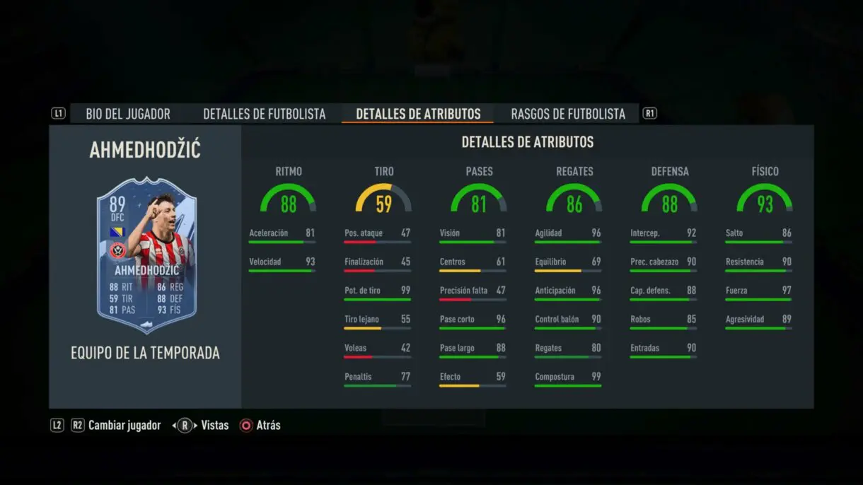 Stats in game Ahmedhodzic TOTS FIFA 23 Ultimate Team