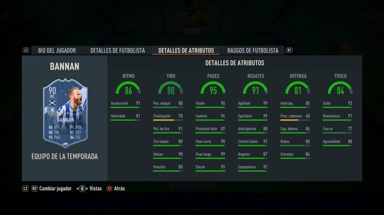Stats in game Bannan TOTS FIFA 23 Ultimate Team