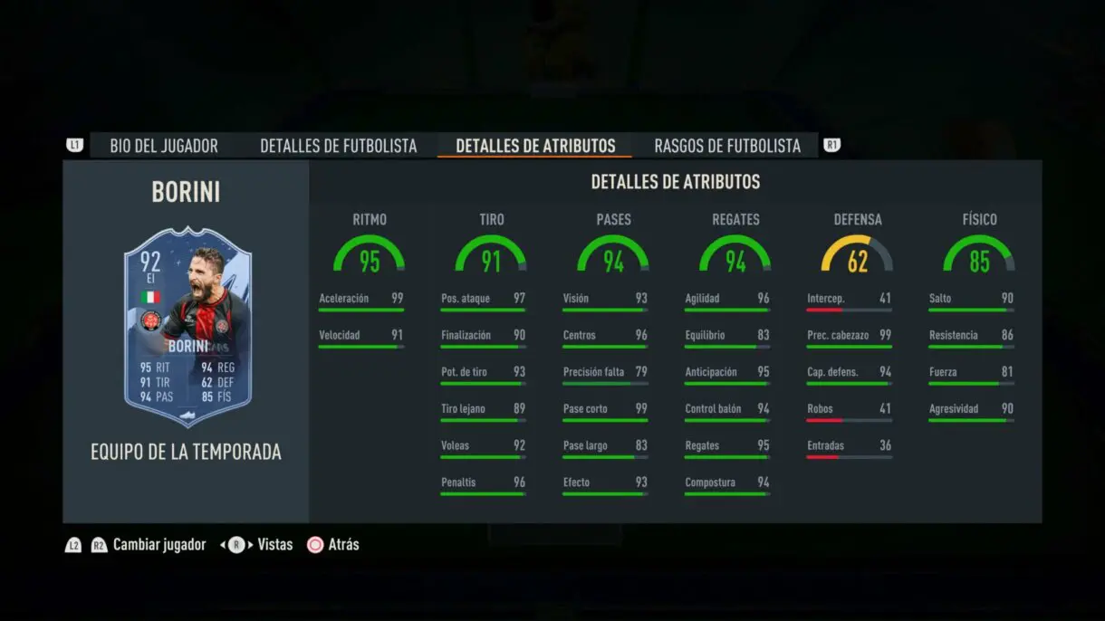 Stats in game Borini TOTS FIFA 23 Ultimate Team