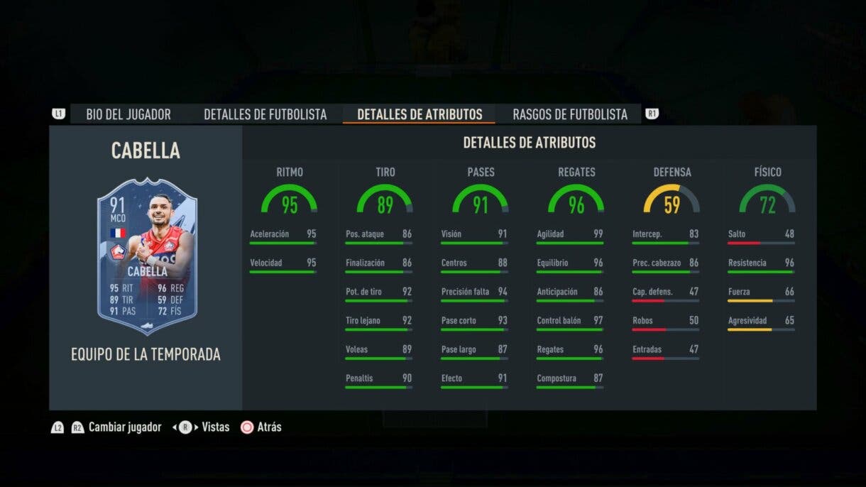 Stats in game Cabella TOTS FIFA 23 Ultimate Team