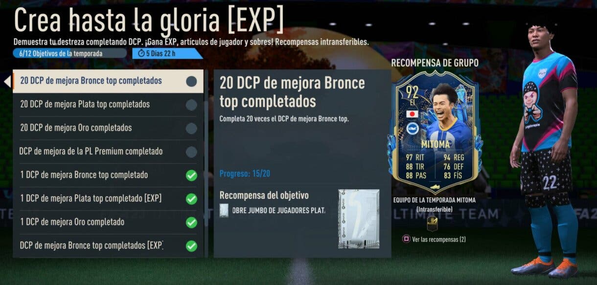 Objetivos Crea hasta la gloria (EXP) FIFA 23 Ultimate Team