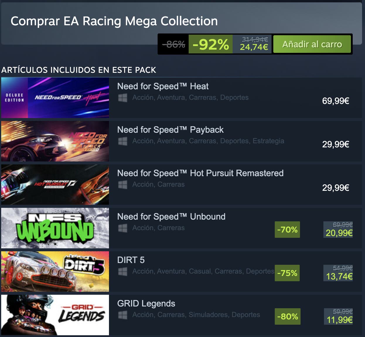 Steam collection price