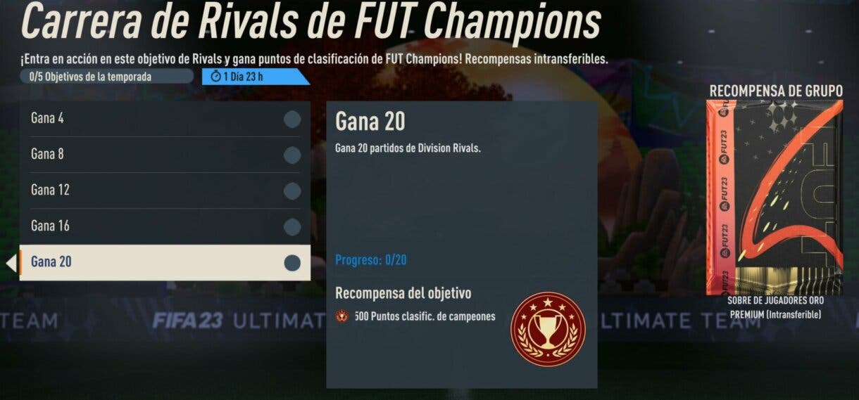 Objetivos Carrera de Rivals de FUT Champions FIFA 23 Ultimate Team