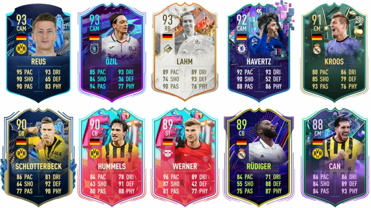 Ejemplos cartas competitivas Alemania FIFA 23 Ultimate Team